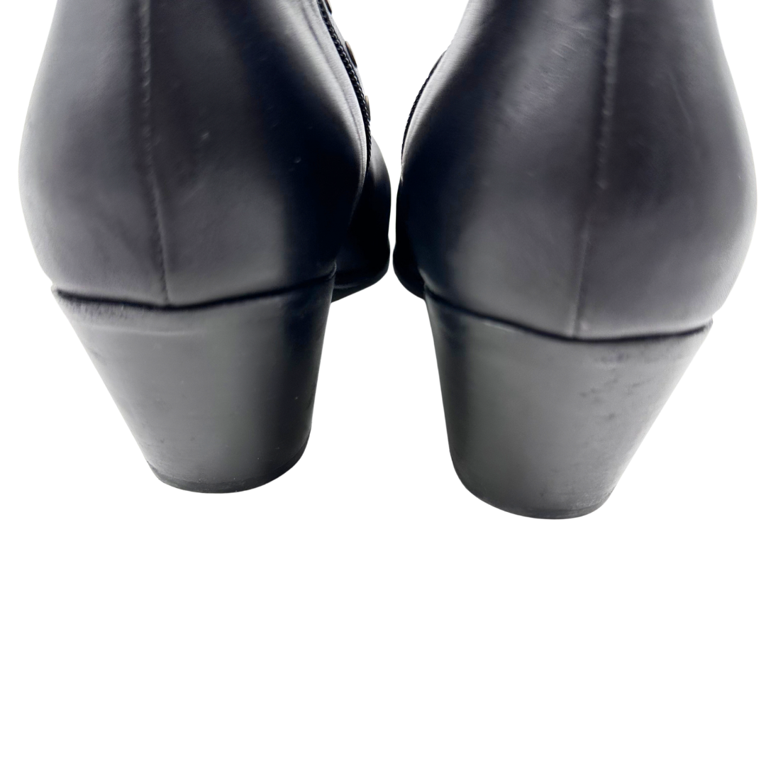 Celine 37.5 Black Leather Booties