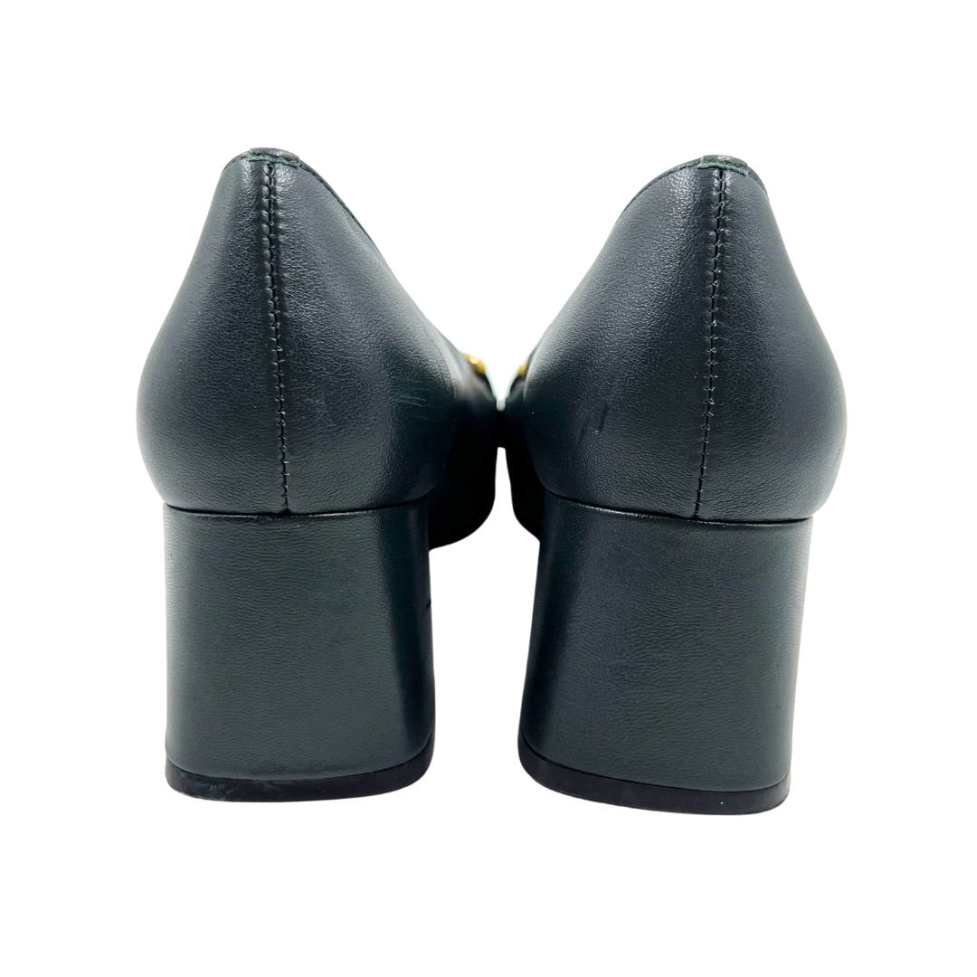 Bibi Lou 40 Forest Green Leather Pumps