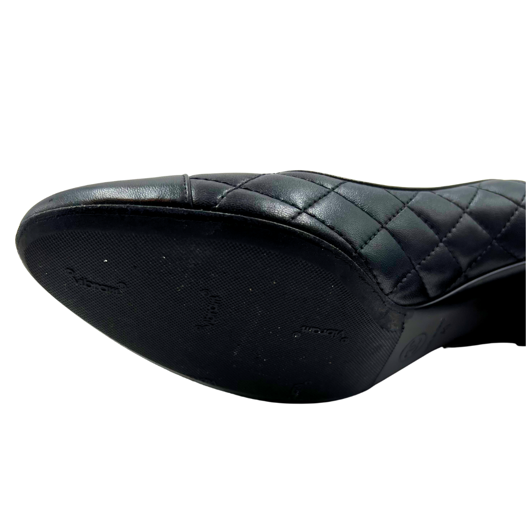 Chanel 9.5 41 Black Leather Heels