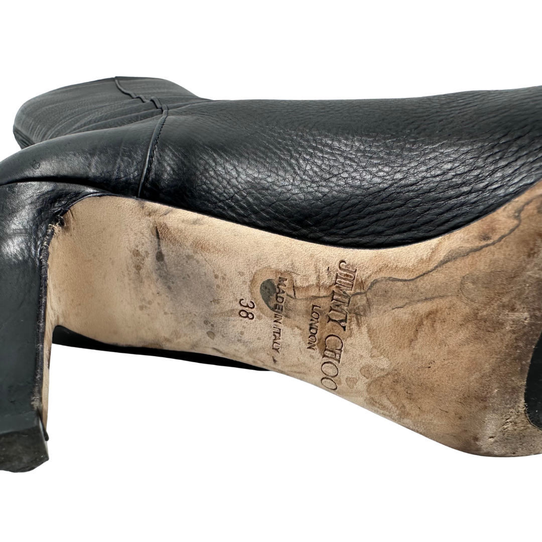 Jimmy Choo 8 38 Black Leather Boots
