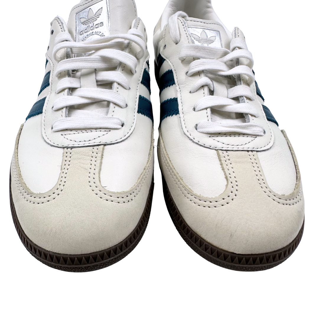 Adidas 8.5 White/Green Leather Sambas Sneakers