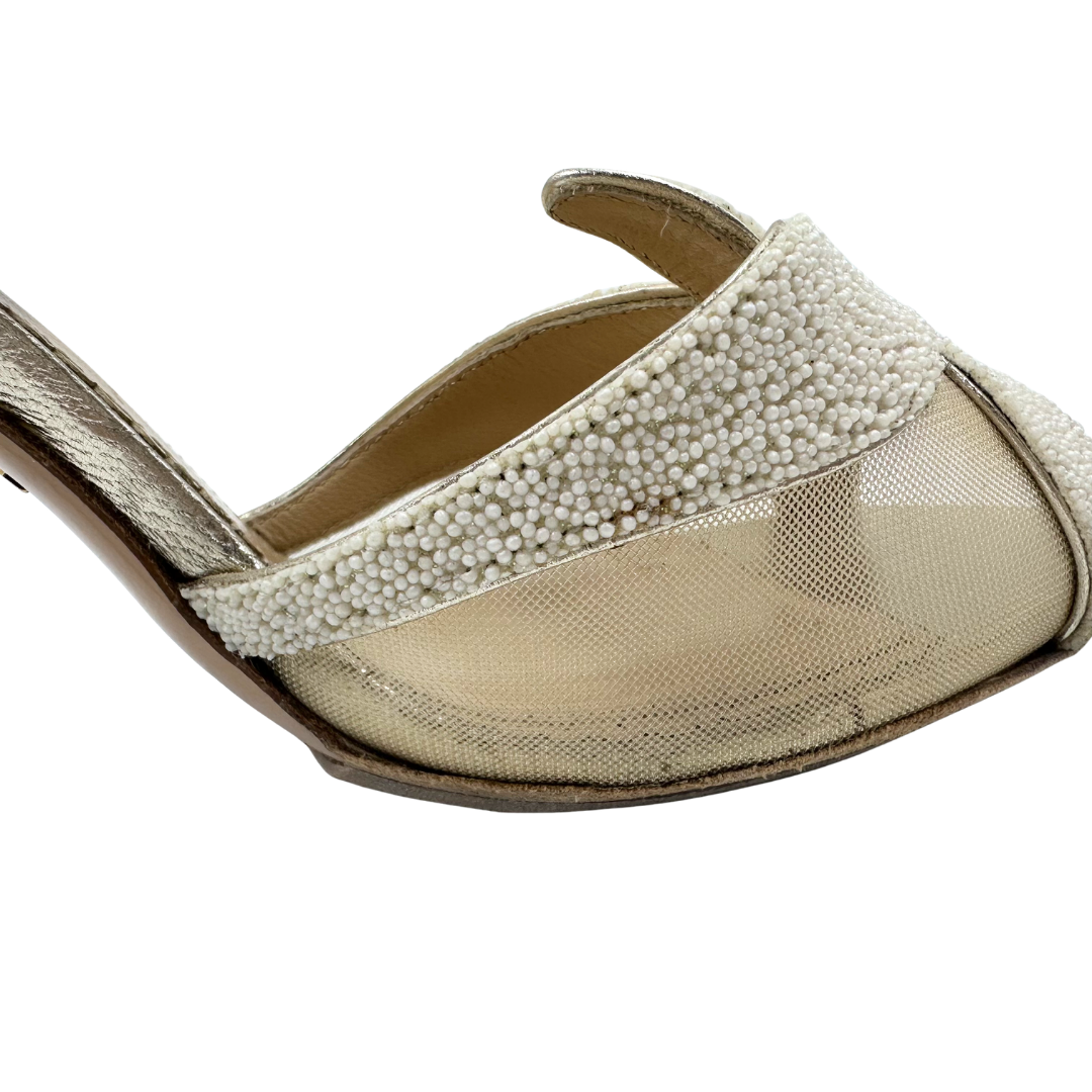 Charlotte Olympia 37.5 Cream Heels