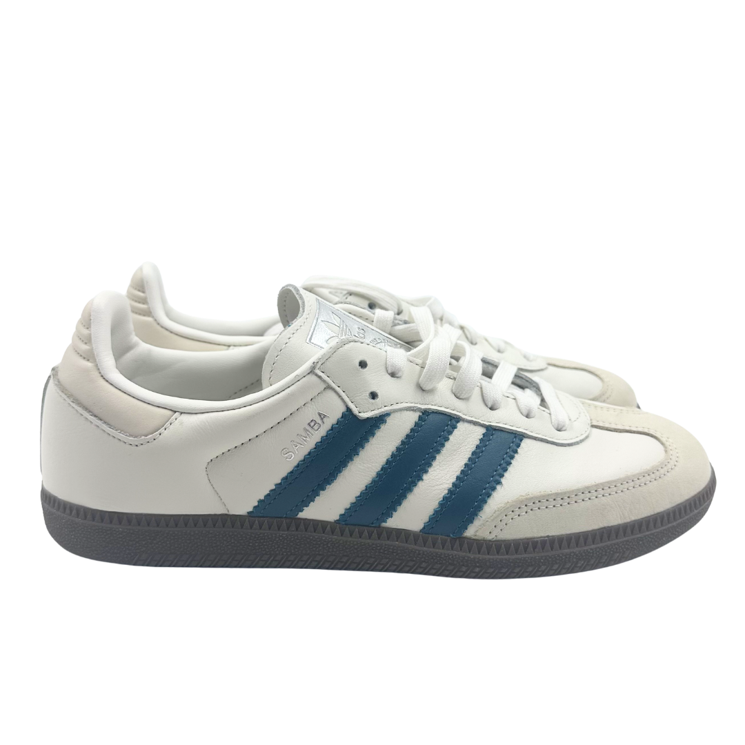 Adidas 8.5 White/Green Leather Sambas Sneakers