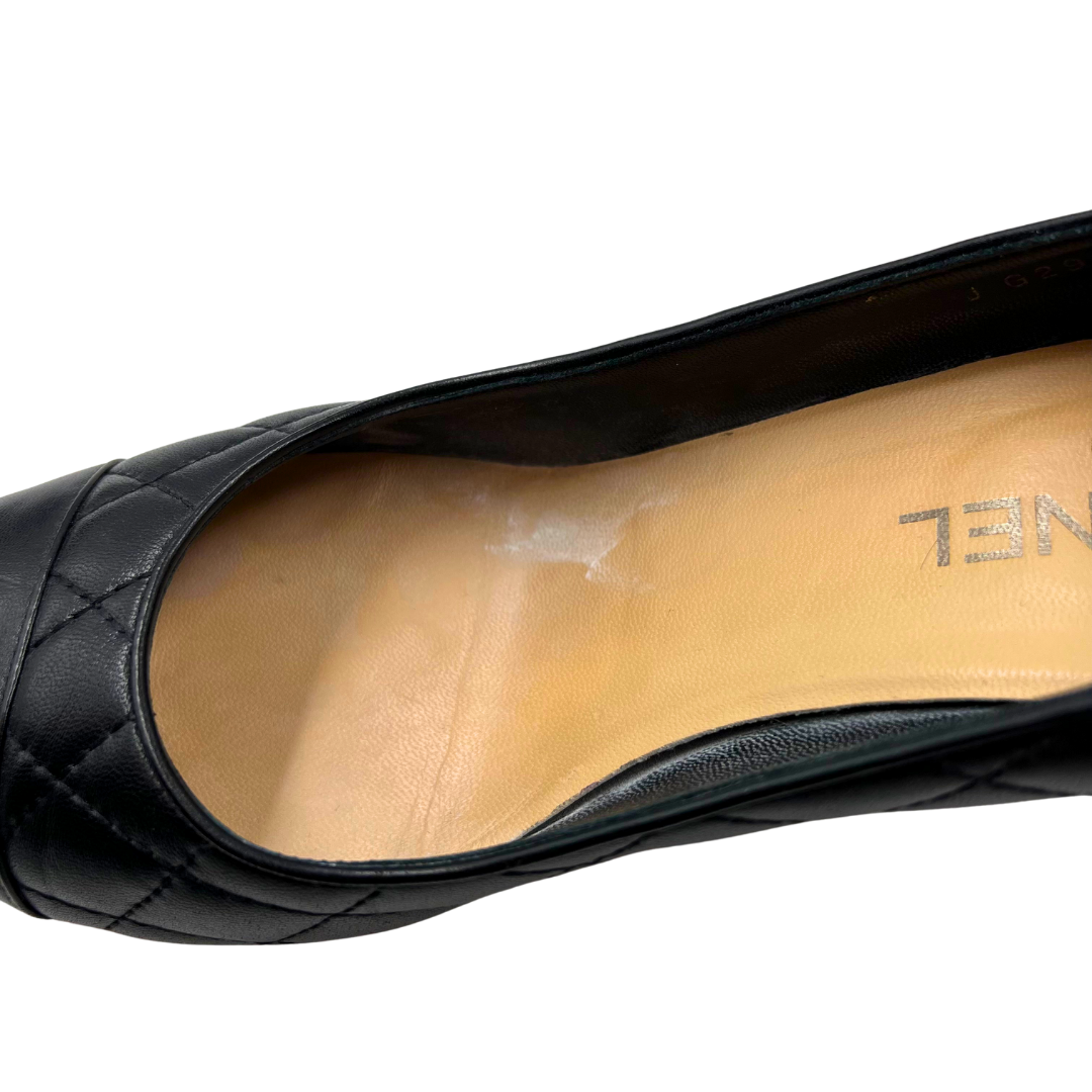 Chanel 9.5 41 Black Leather Heels