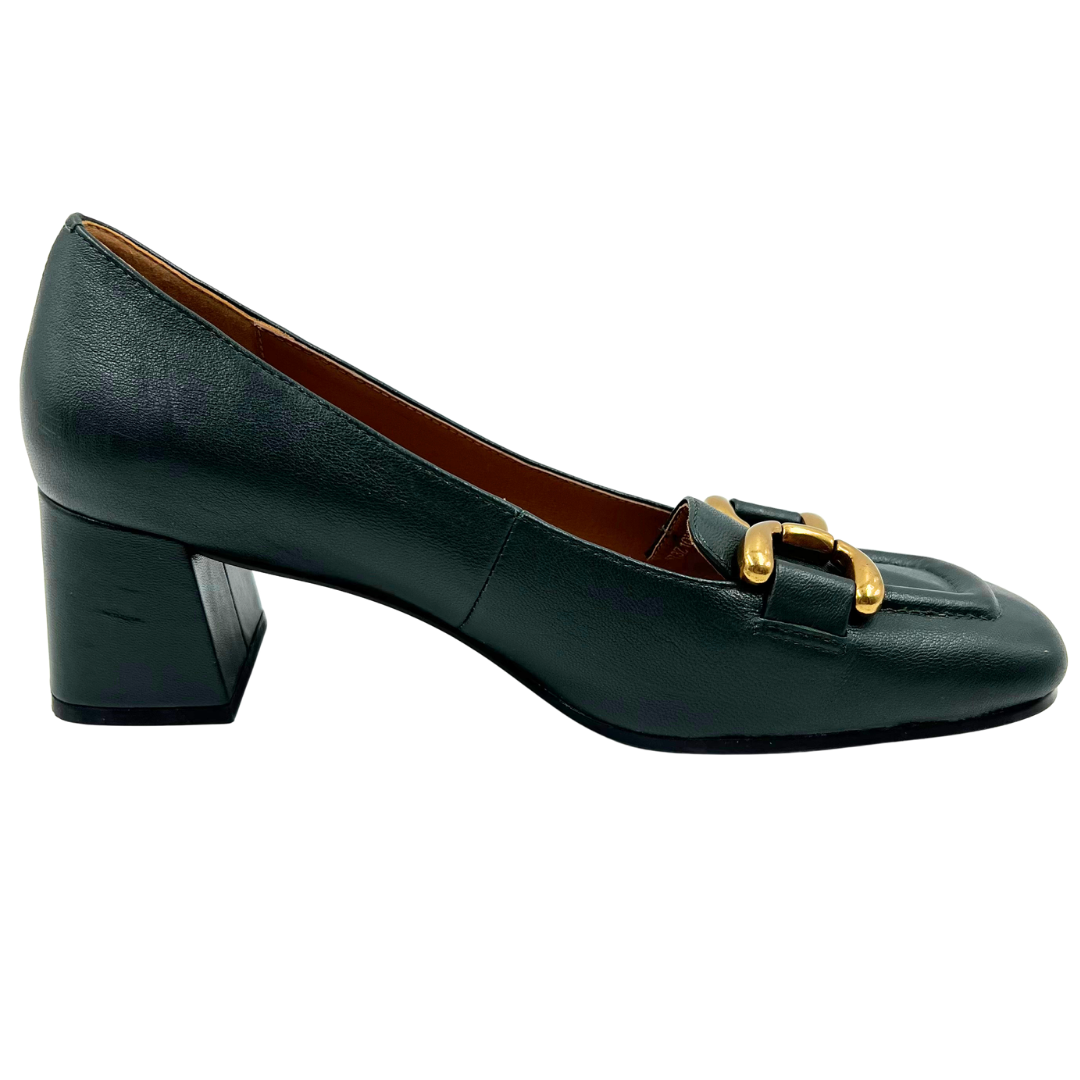 Bibi Lou 40 Forest Green Leather Pumps