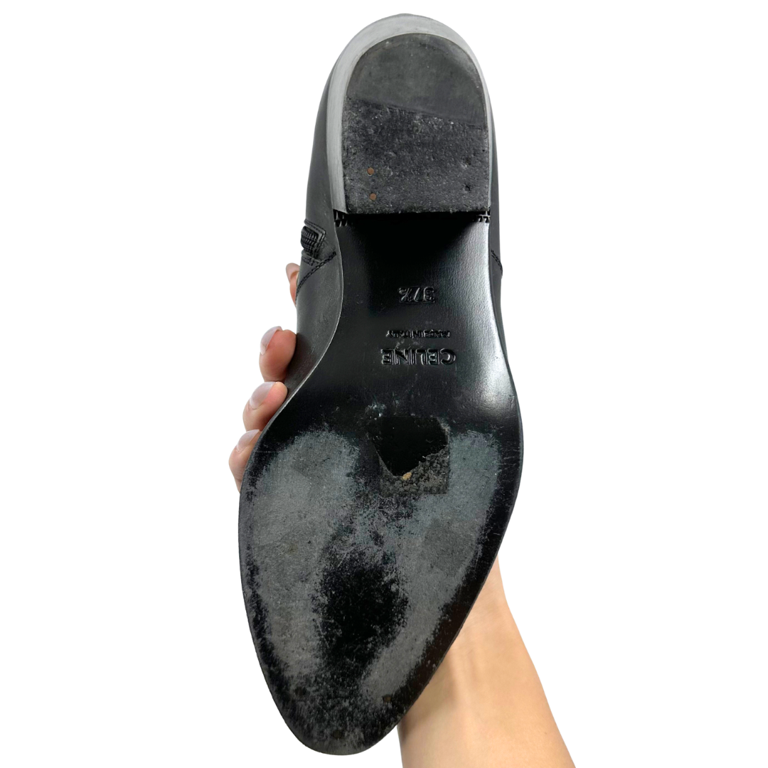 Celine 37.5 Black Leather Booties