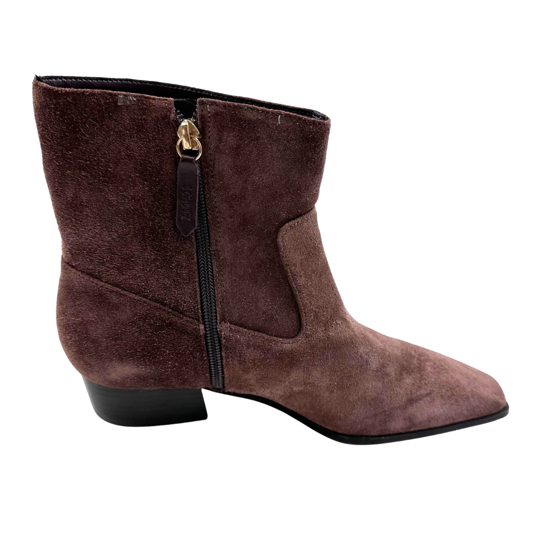 Schutz 8 Brown Suede Booties