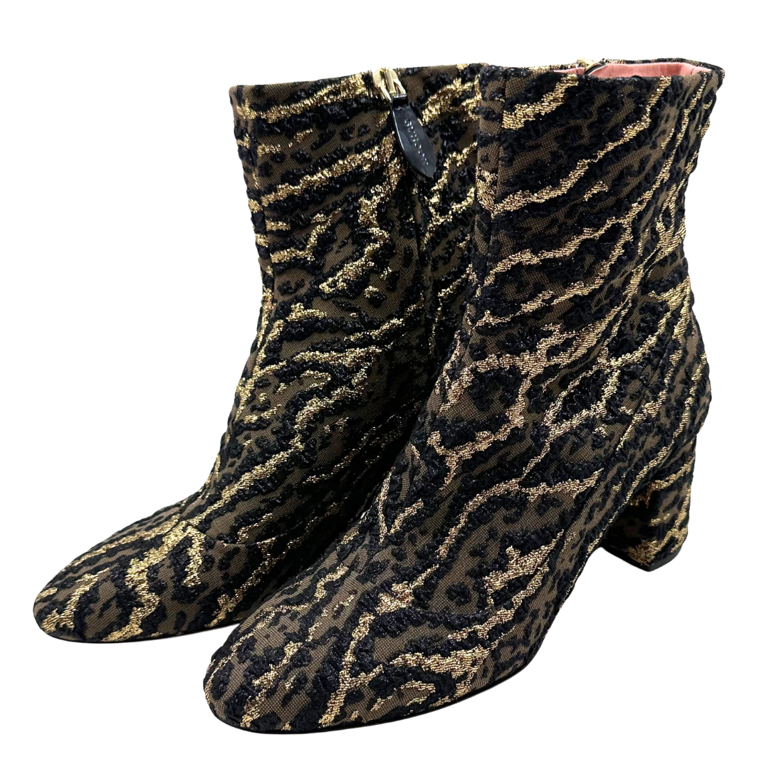 Rochas 37.5 Black Multi Fabric Booties