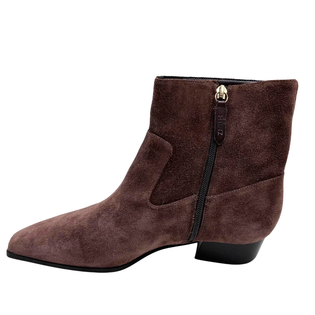 Schutz 8 Brown Suede Booties