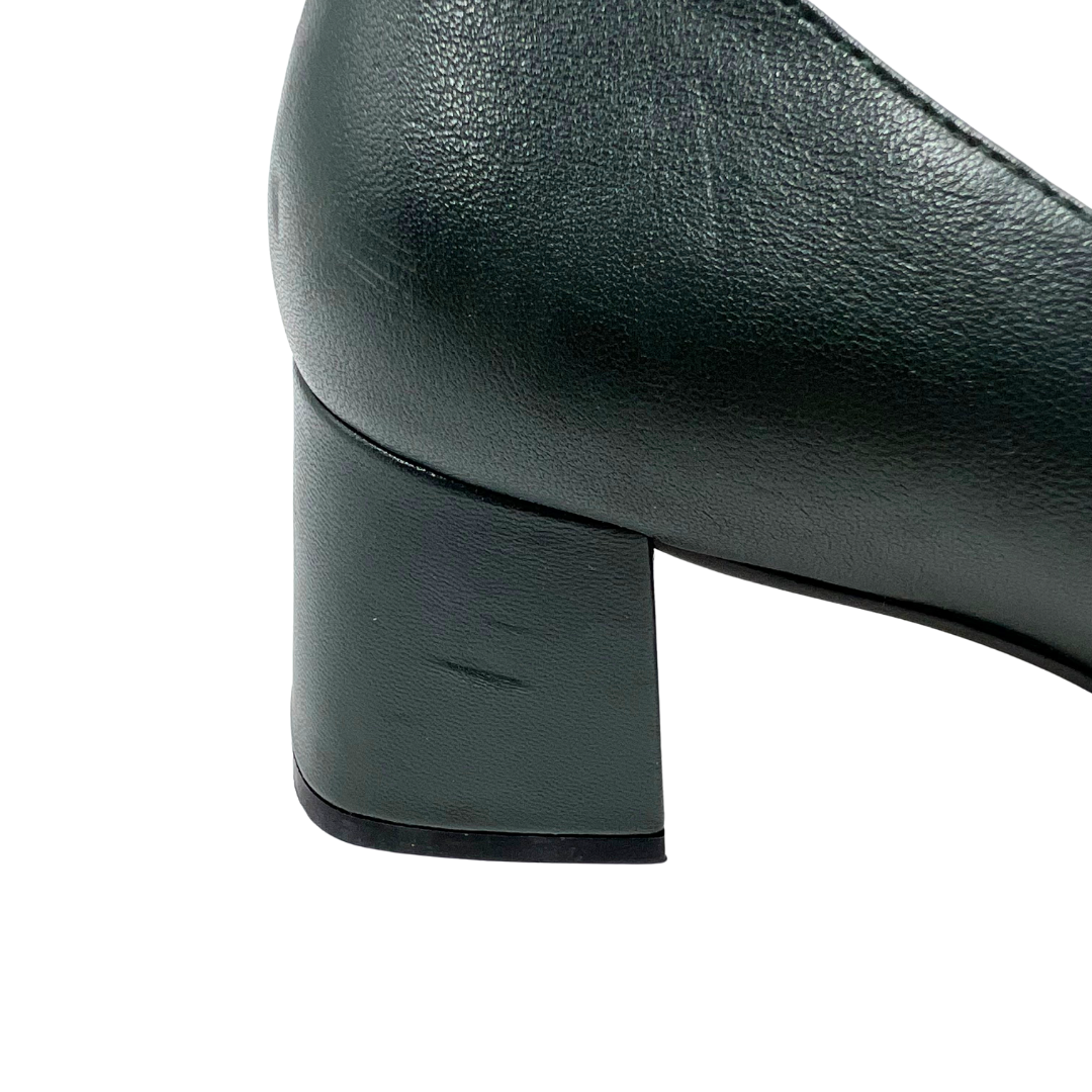 Bibi Lou 40 Forest Green Leather Pumps