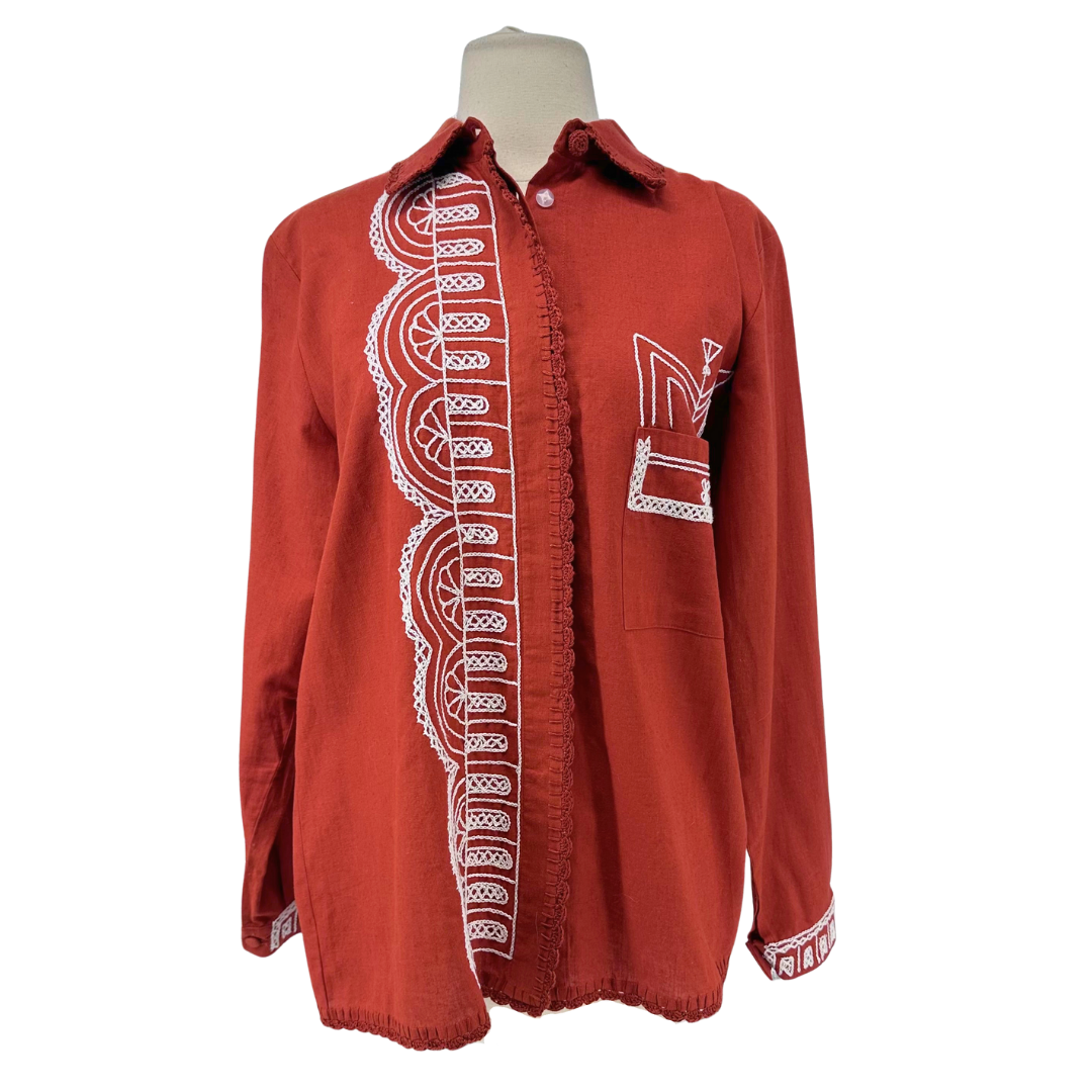 Escvdo Brown/White Button up