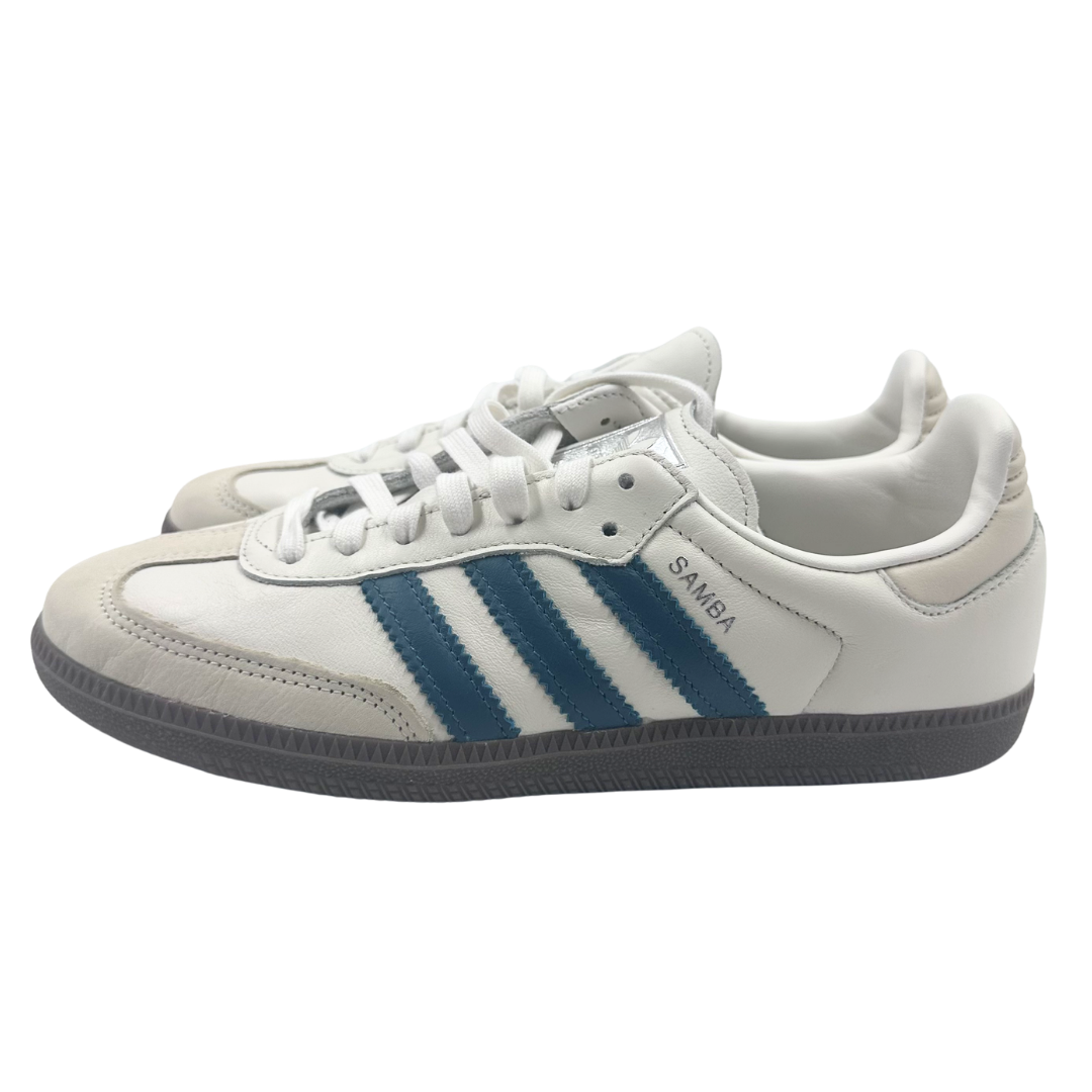 Adidas 8.5 White/Green Leather Sambas Sneakers