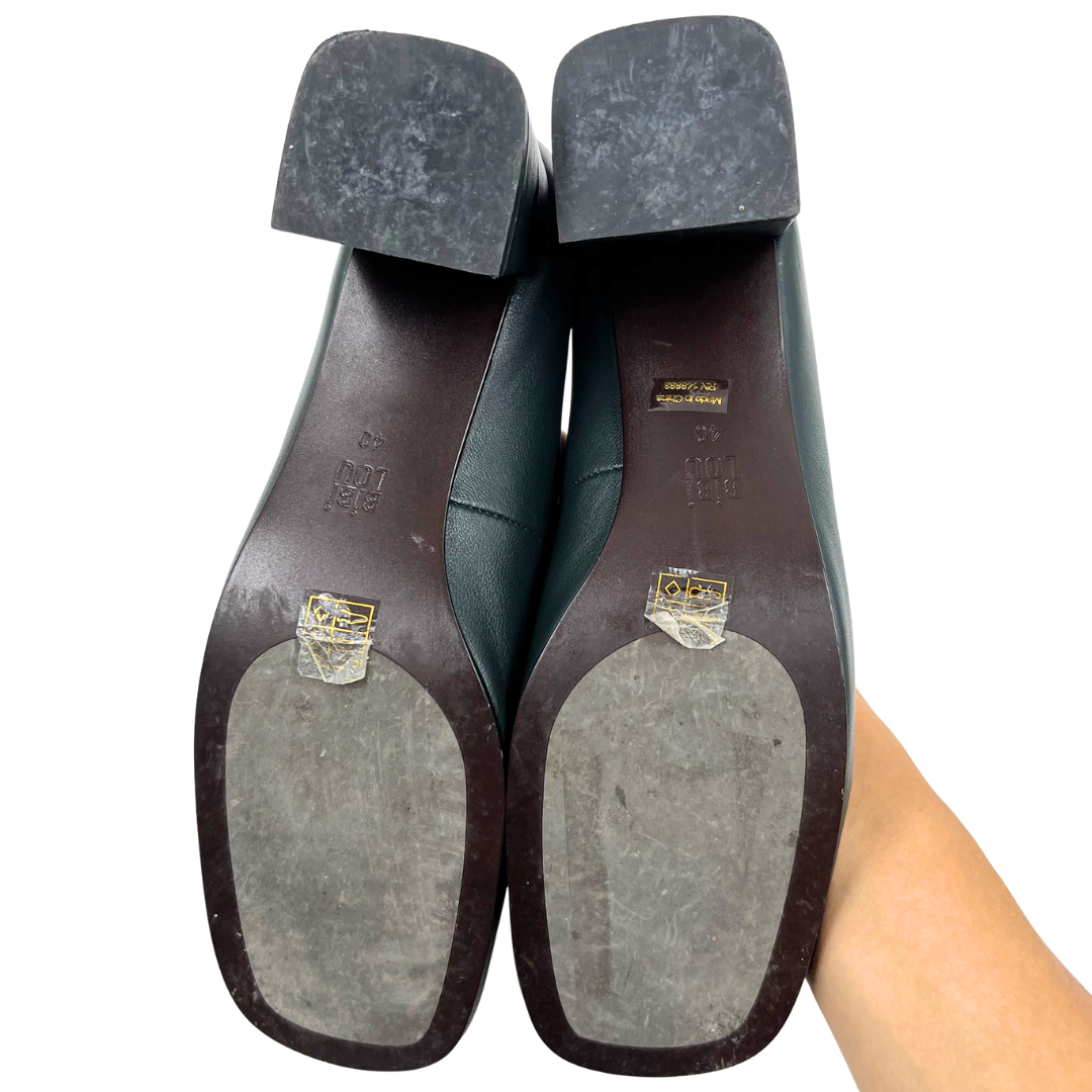Bibi Lou 40 Forest Green Leather Pumps