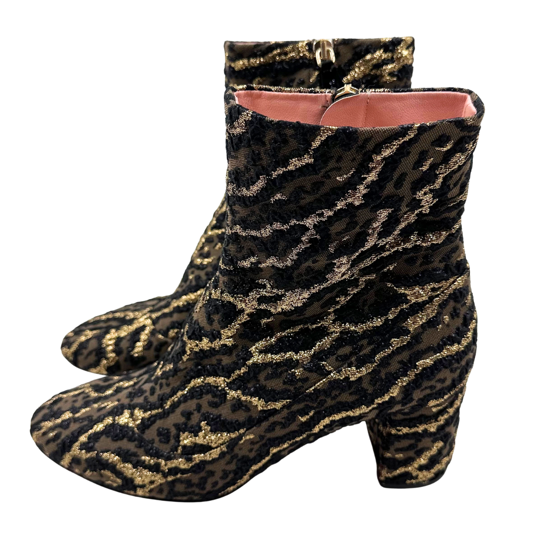 Rochas 37.5 Black Multi Fabric Booties