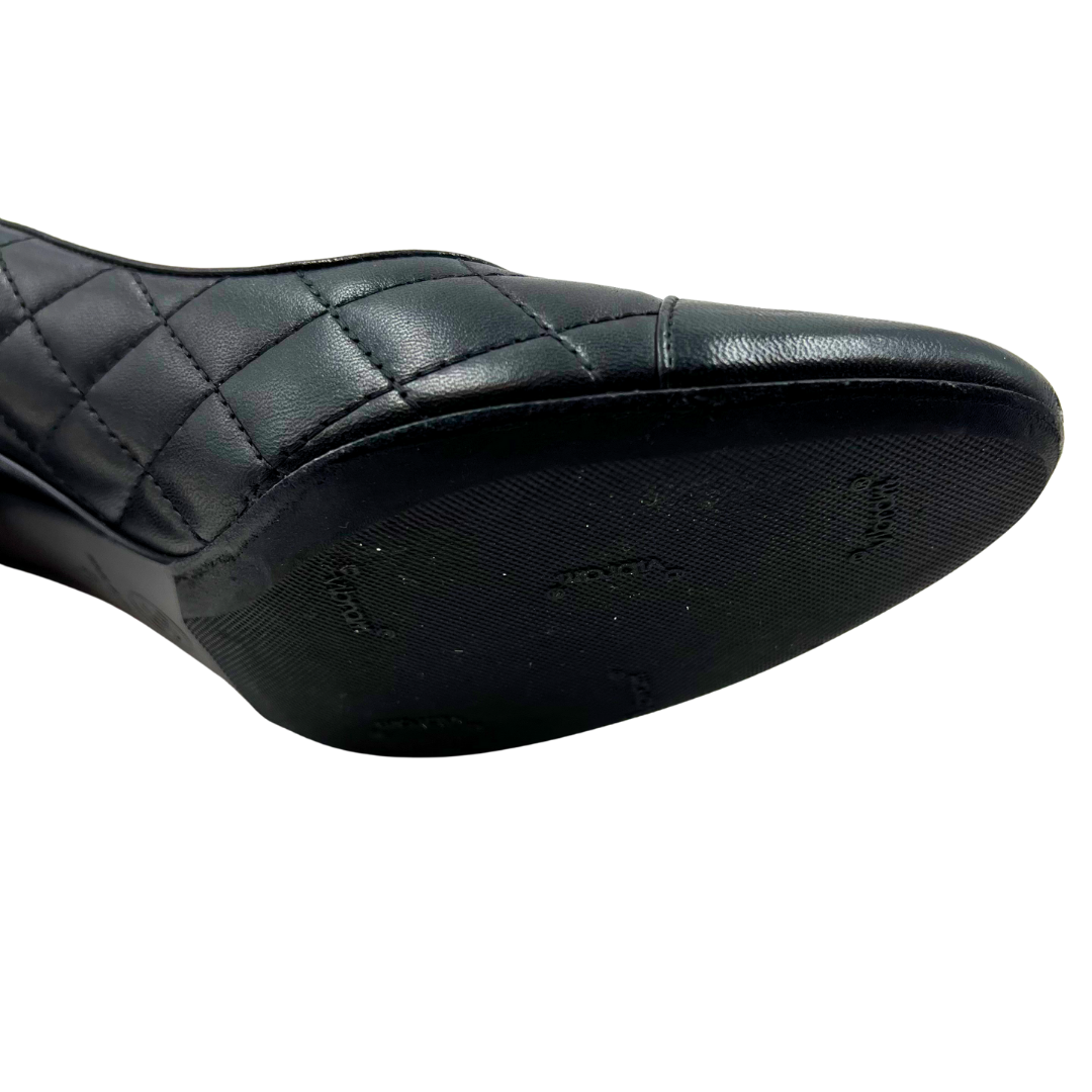 Chanel 9.5 41 Black Leather Heels