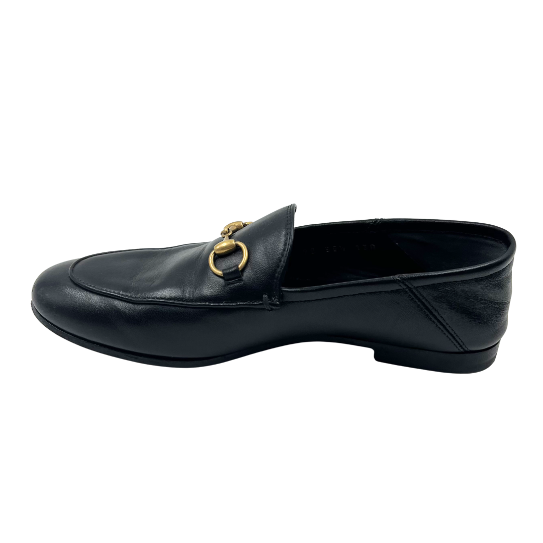 Gucci 5 35.5 Black/Gold Leather Jordaan Loafers