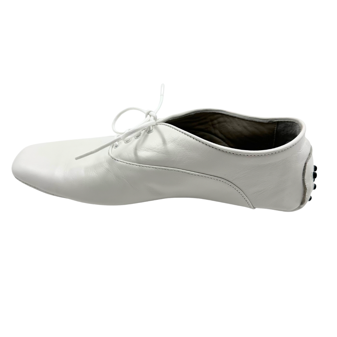 Essen 37 White Leather Flats