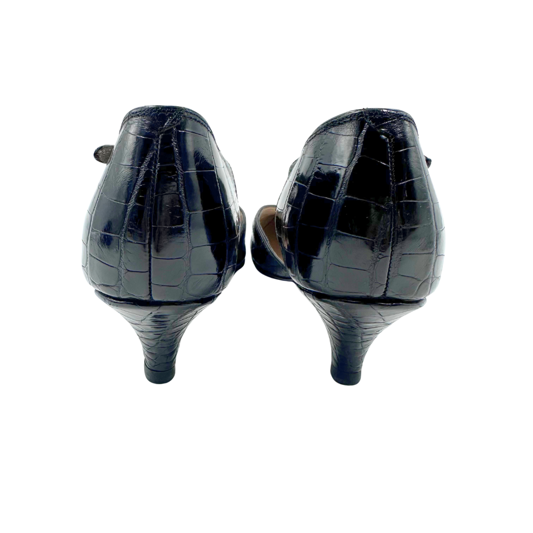 Chanel 7.5 38 Black Leather Heels