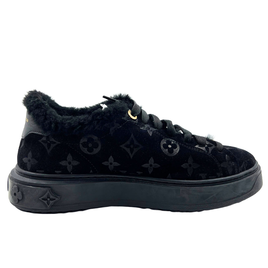 Louis Vuitton 37 Black/Gold shearling/suede Sneakers