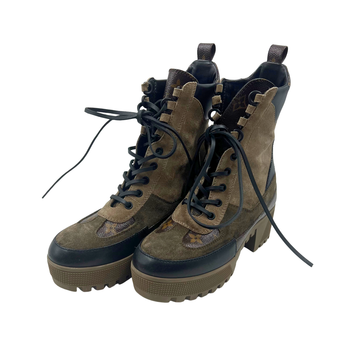 Louis Vuitton taupe/brown Suede Boots Combat boots
