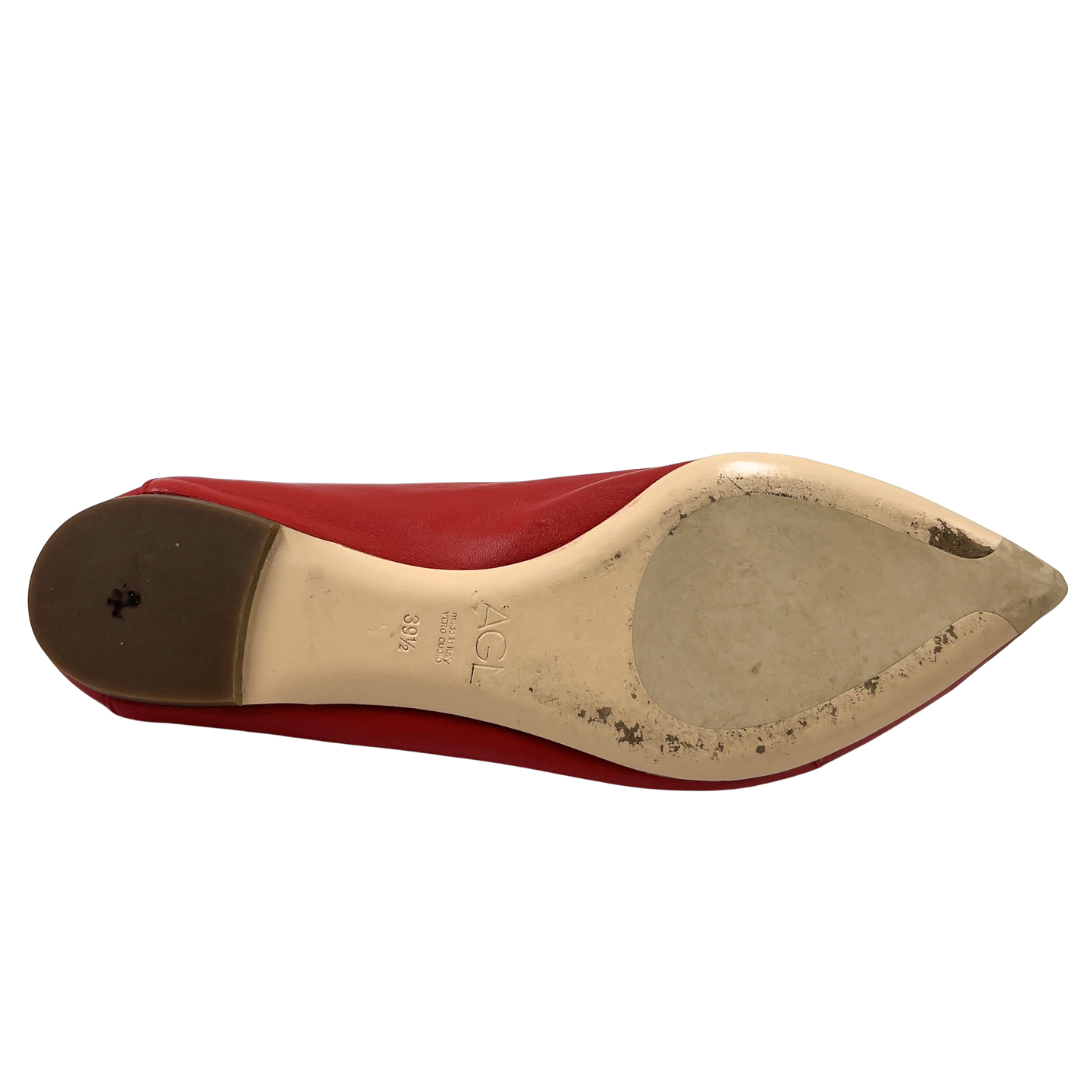 AGL 9 39.5 Red Leather Slip Ons