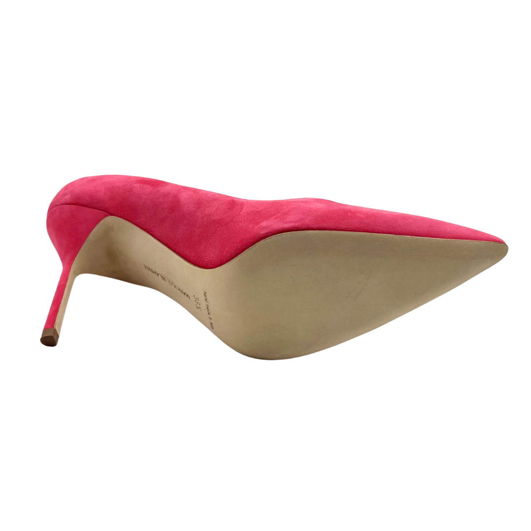 Manolo Blahnik 7.5 38.5 Pink Suede Pumps