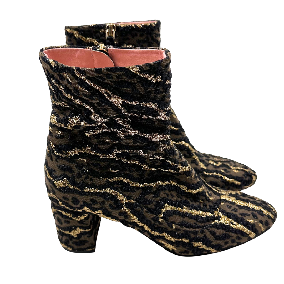Rochas 37.5 Black Multi Fabric Booties