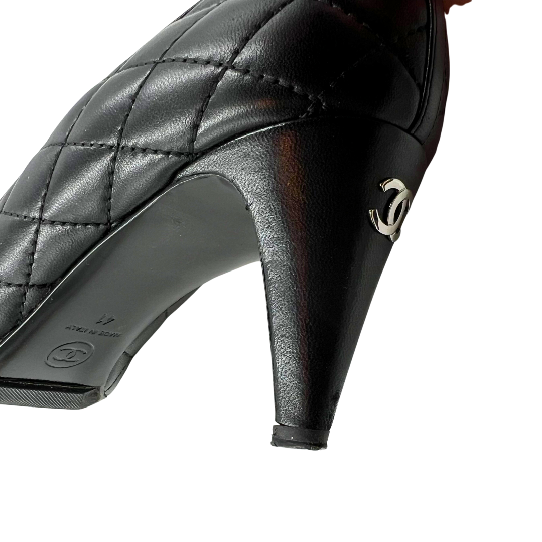 Chanel 9.5 41 Black Leather Heels