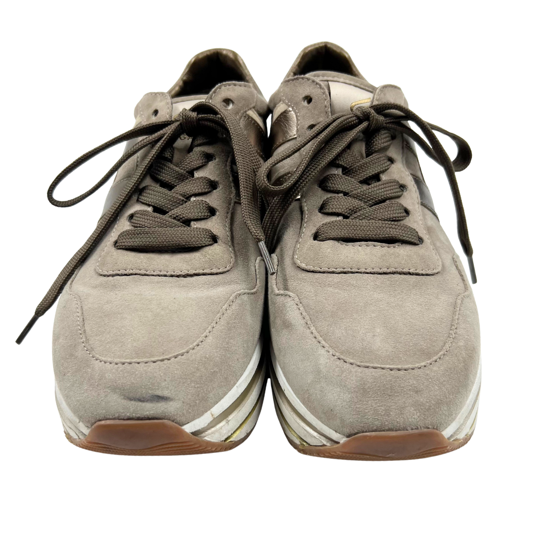 Hogan 40 Greige Suede Sneakers