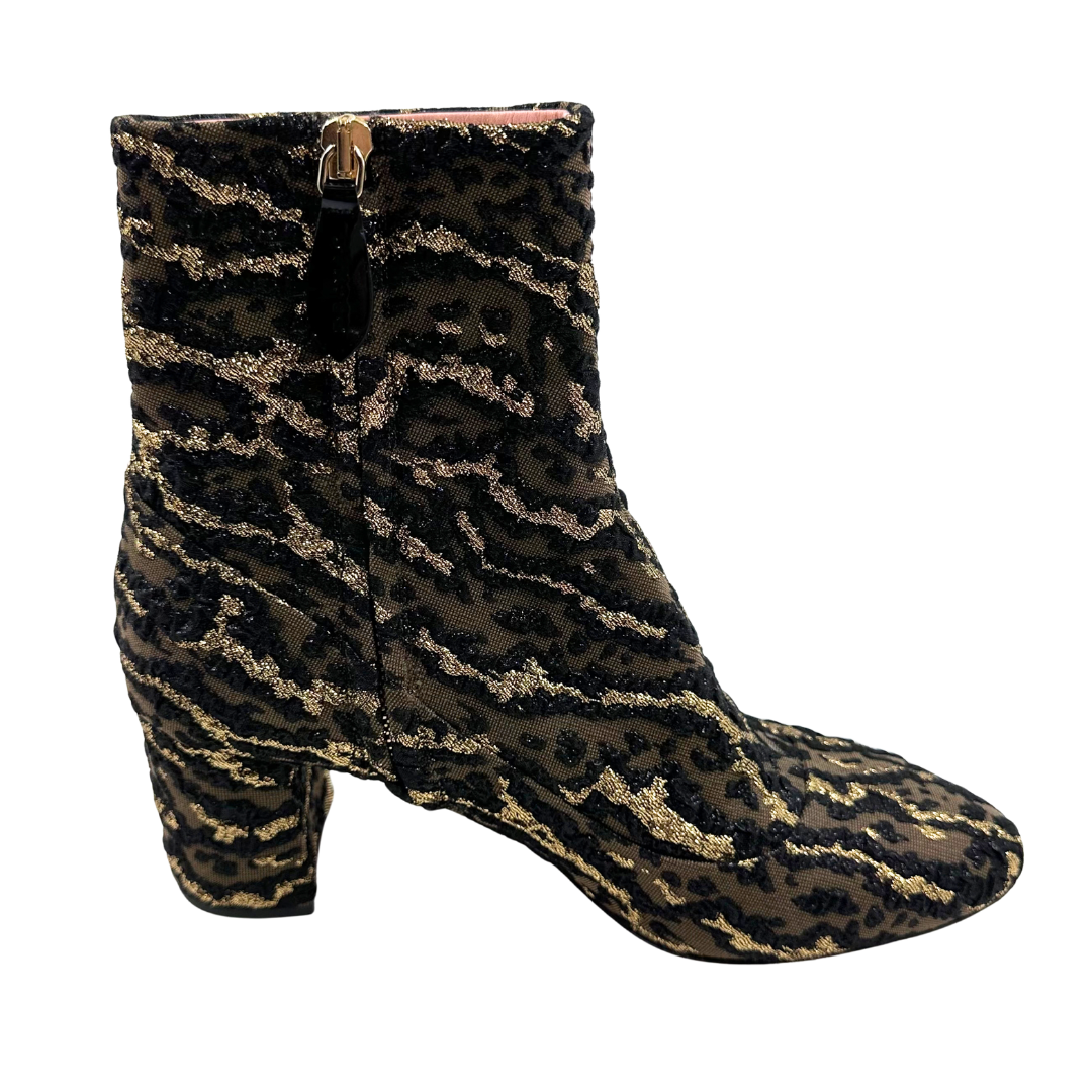 Rochas 37.5 Black Multi Fabric Booties