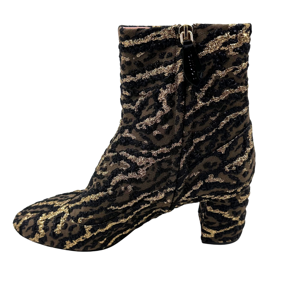 Rochas 37.5 Black Multi Fabric Booties