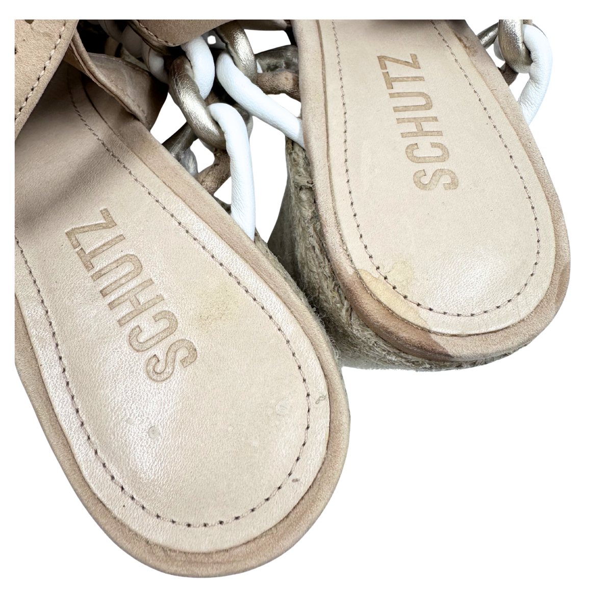 Schutz 39 gold/white/tan Heels