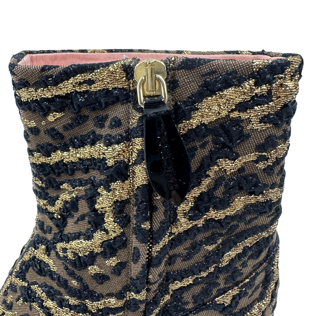 Rochas 37.5 Black Multi Fabric Booties