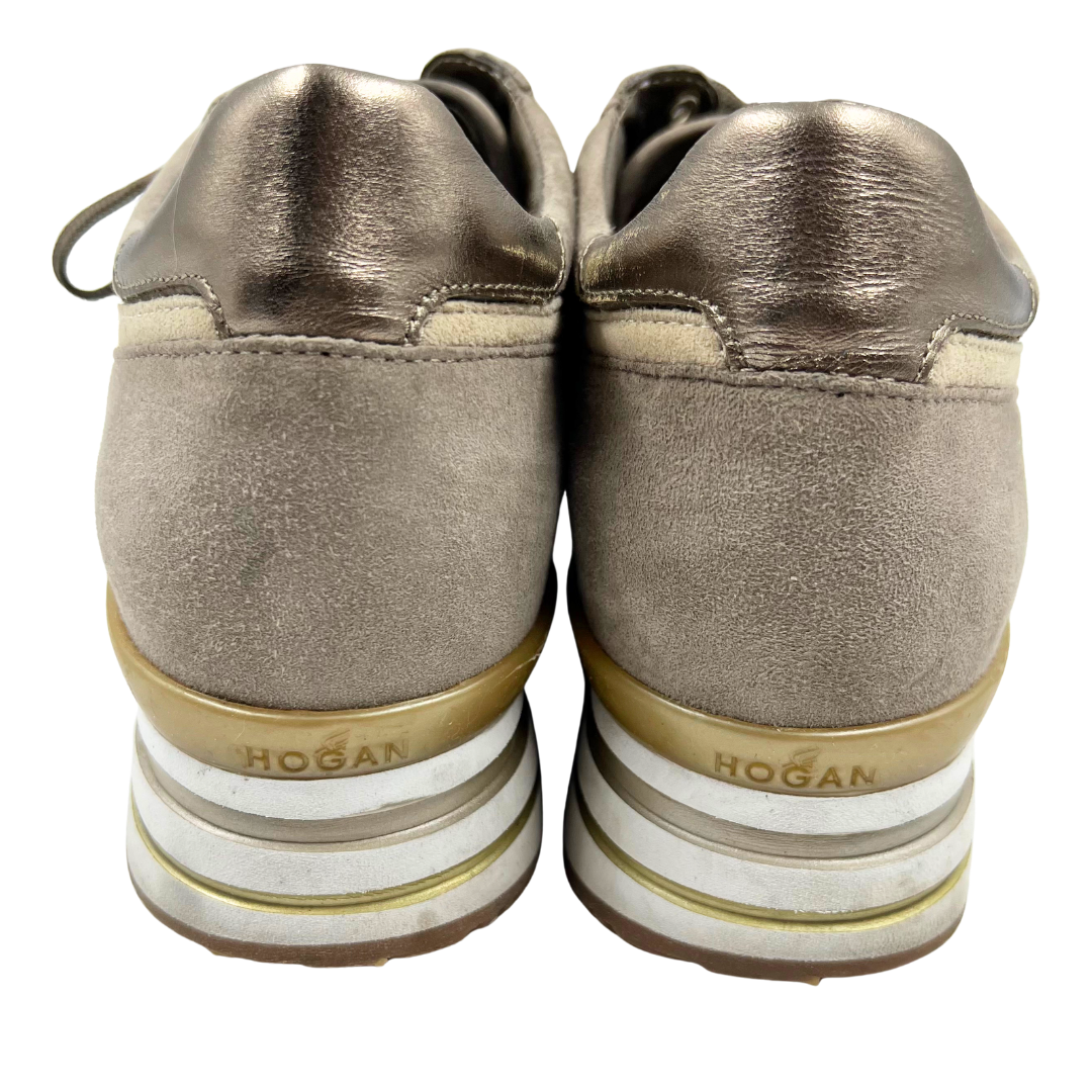 Hogan 40 Greige Suede Sneakers
