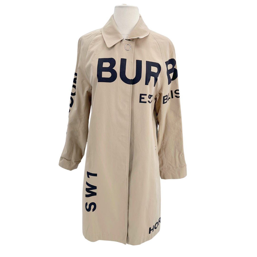 Burberry Size 0 Tan Graphic Trench Coat