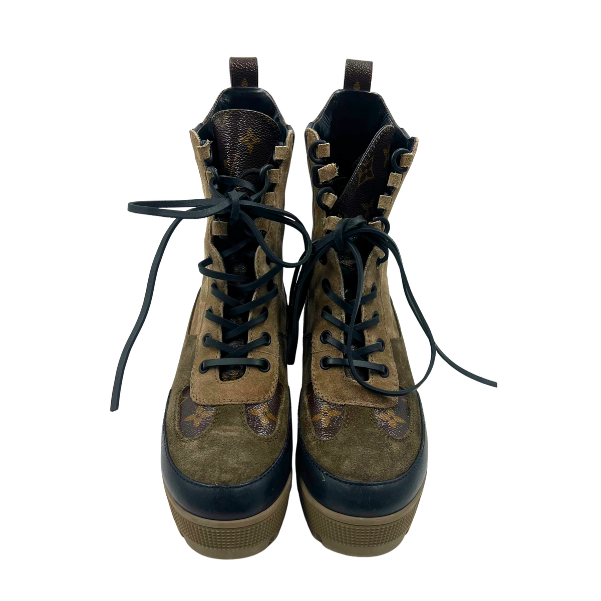 Louis Vuitton taupe/brown Suede Boots Combat boots