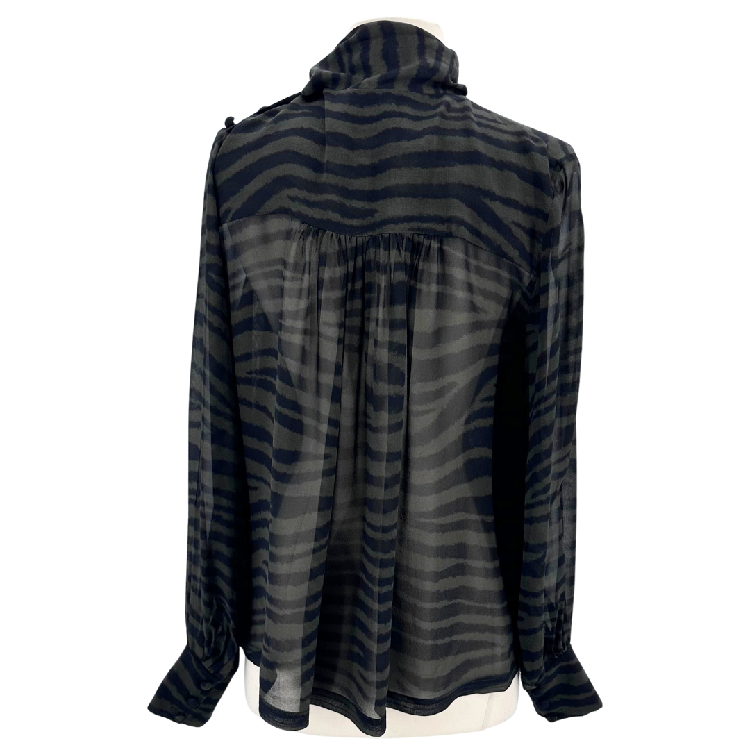Proenza Schouler Size 6 Black/Green Blouse