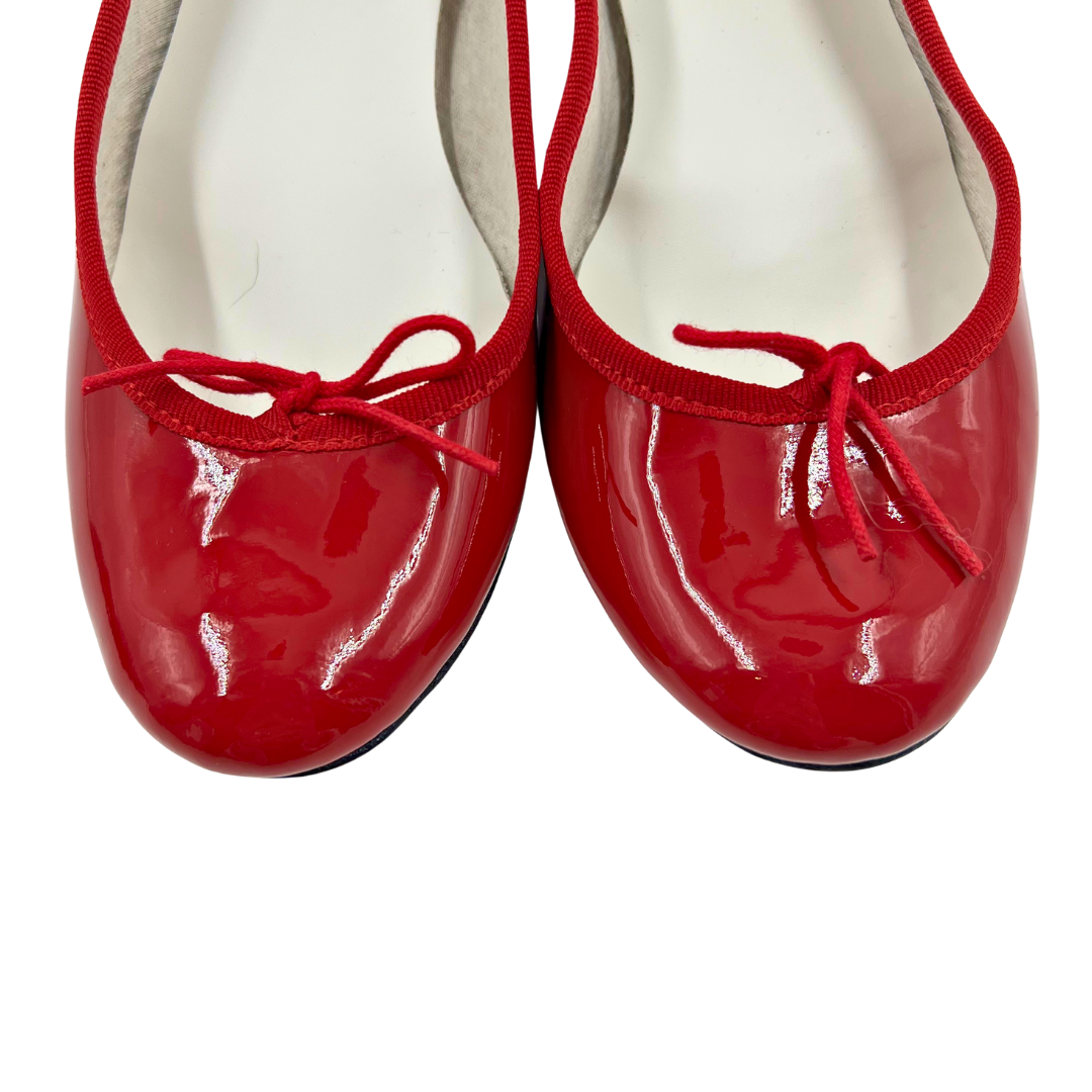 REPETTO 7.5 37.5 Red Patent Leather Flats