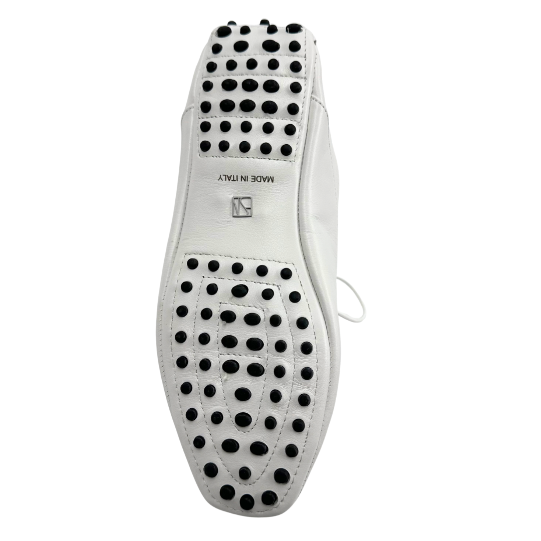 Essen 37 White Leather Flats