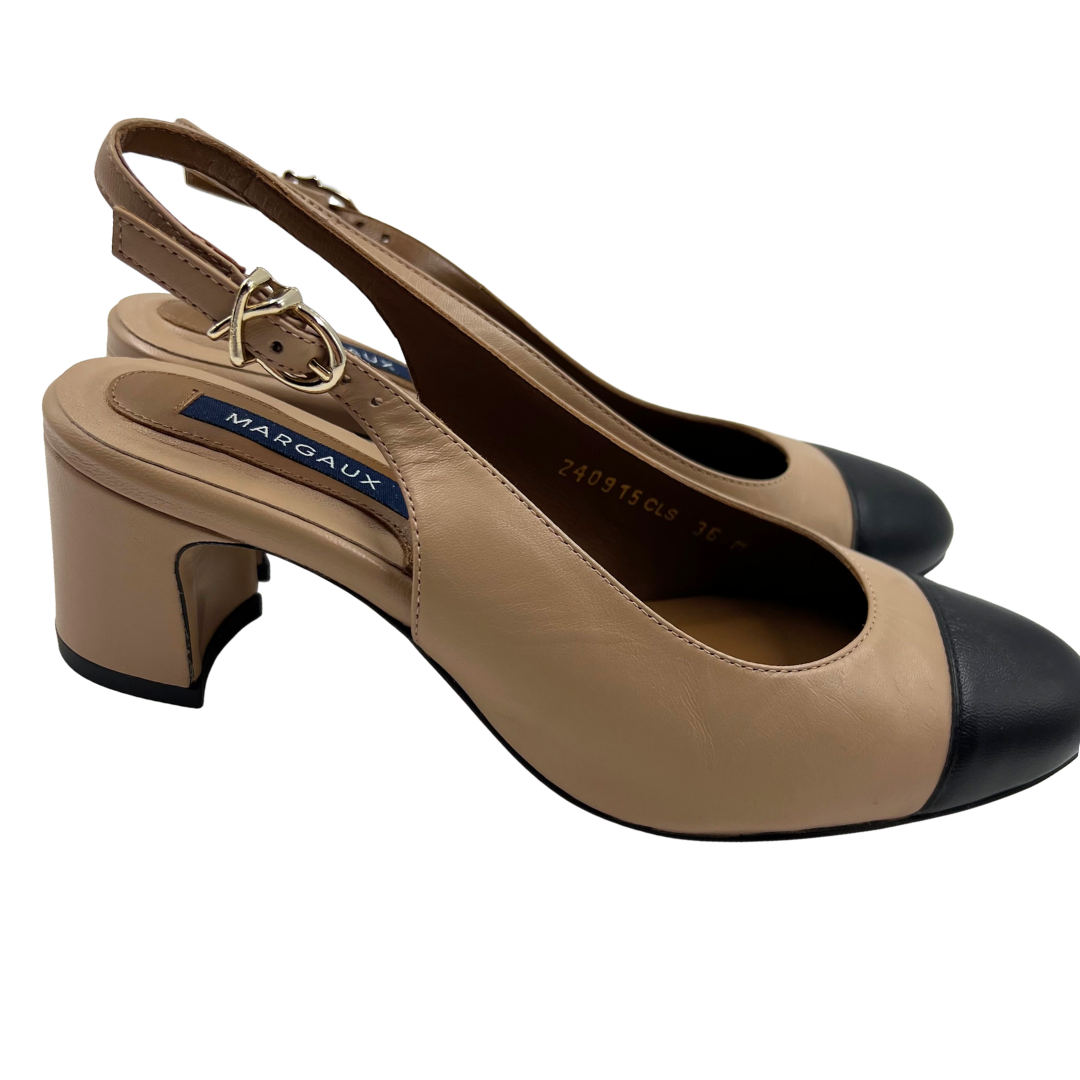 MARGAUX 6 36 Black/Natural Leather Heels