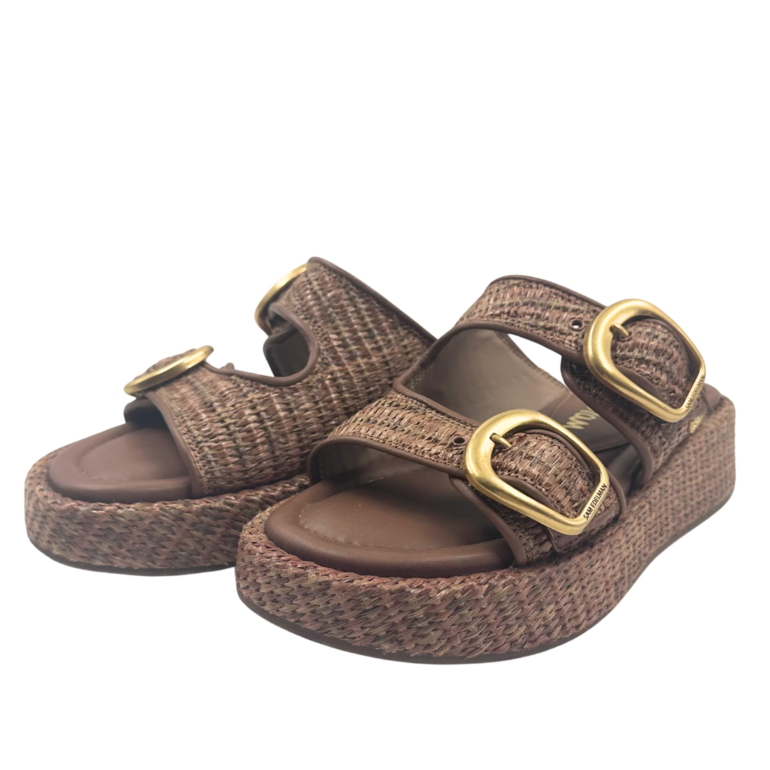 Sam Edelman 6 Tan/Brown Faux Leather Slides