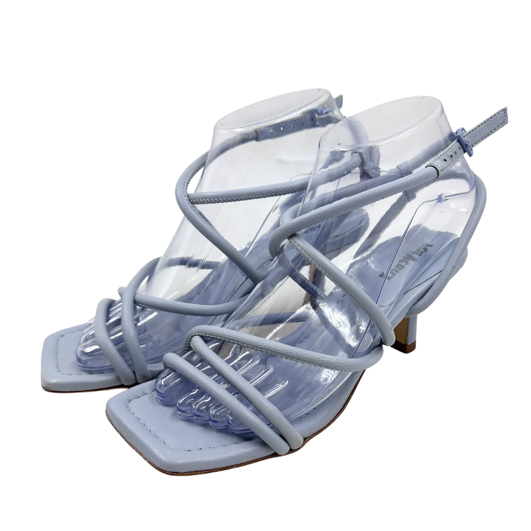 Lola Cruz 36 Light Blue Leather Heels