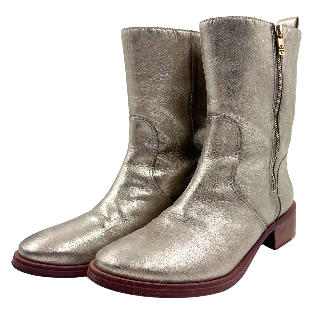 Tory Burch 10.5 Gold Metallic Leather Booties