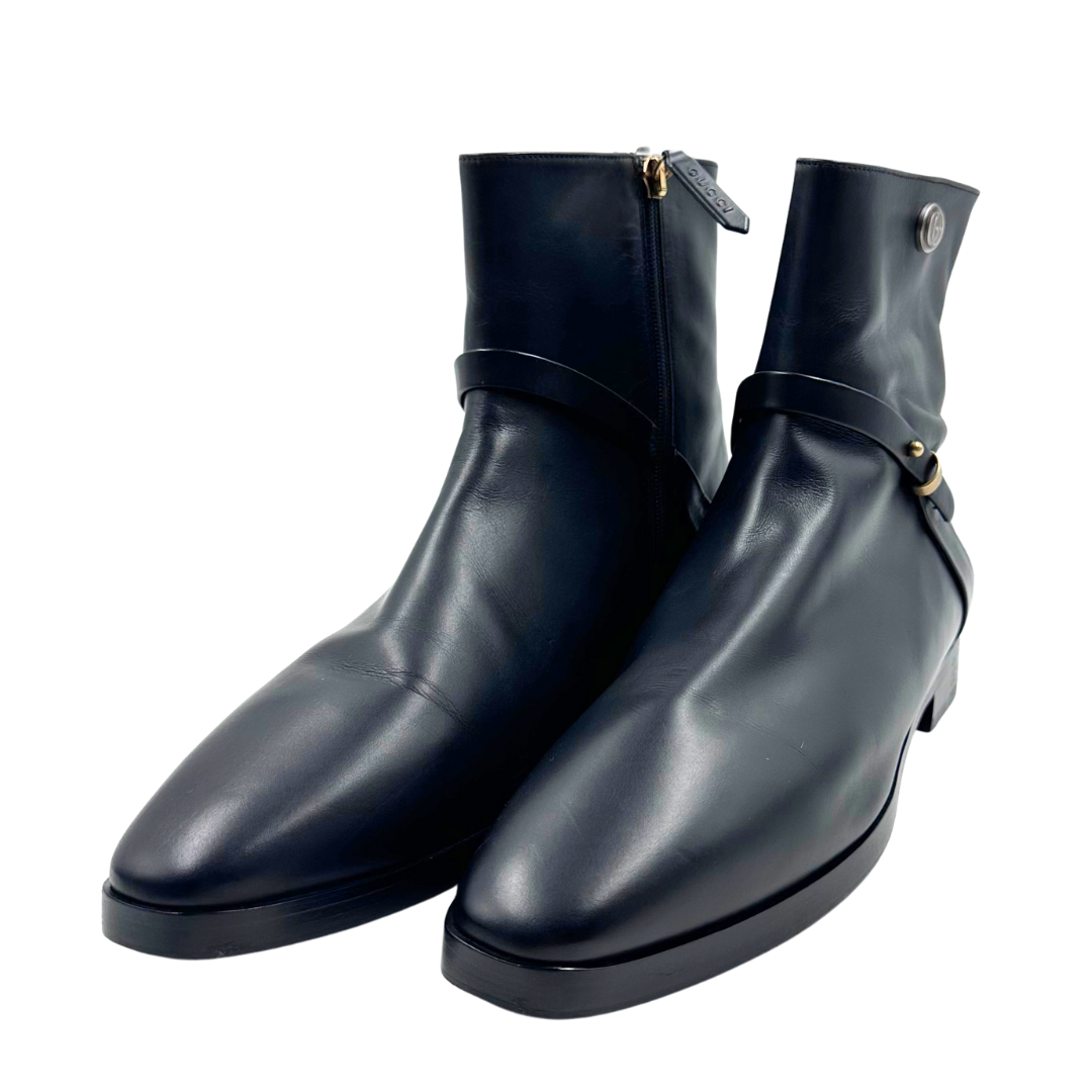 Gucci 9.5 Black Leather Booties