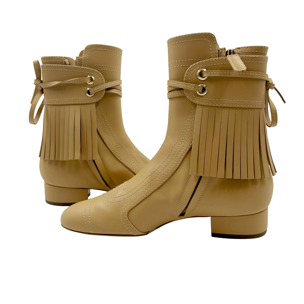 Chanel 6 36.5 Nude Leather Booties – Chic Consignment LLC