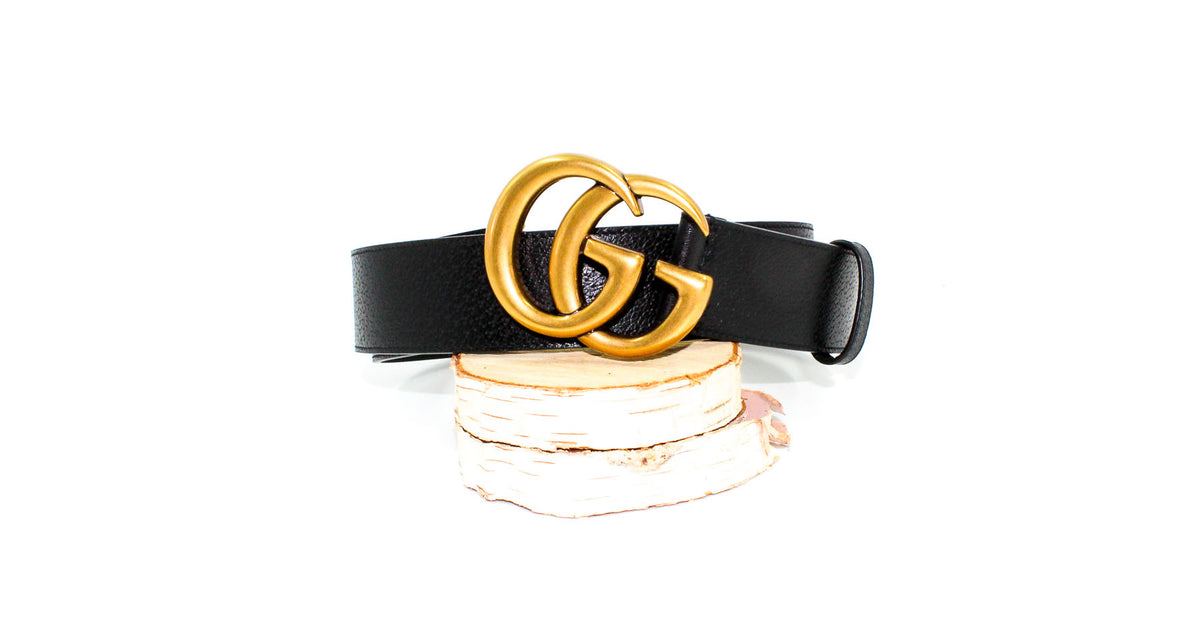 Gucci Textured Leather 1.5in Width Black Belts